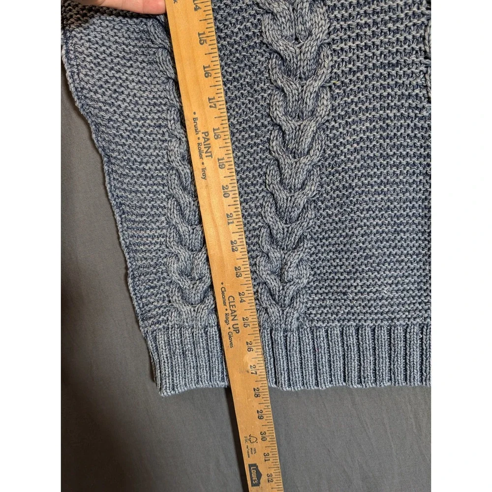 INC International Concepts Mens Blue Cable‎ Knit Hoodie Sweater Size L
